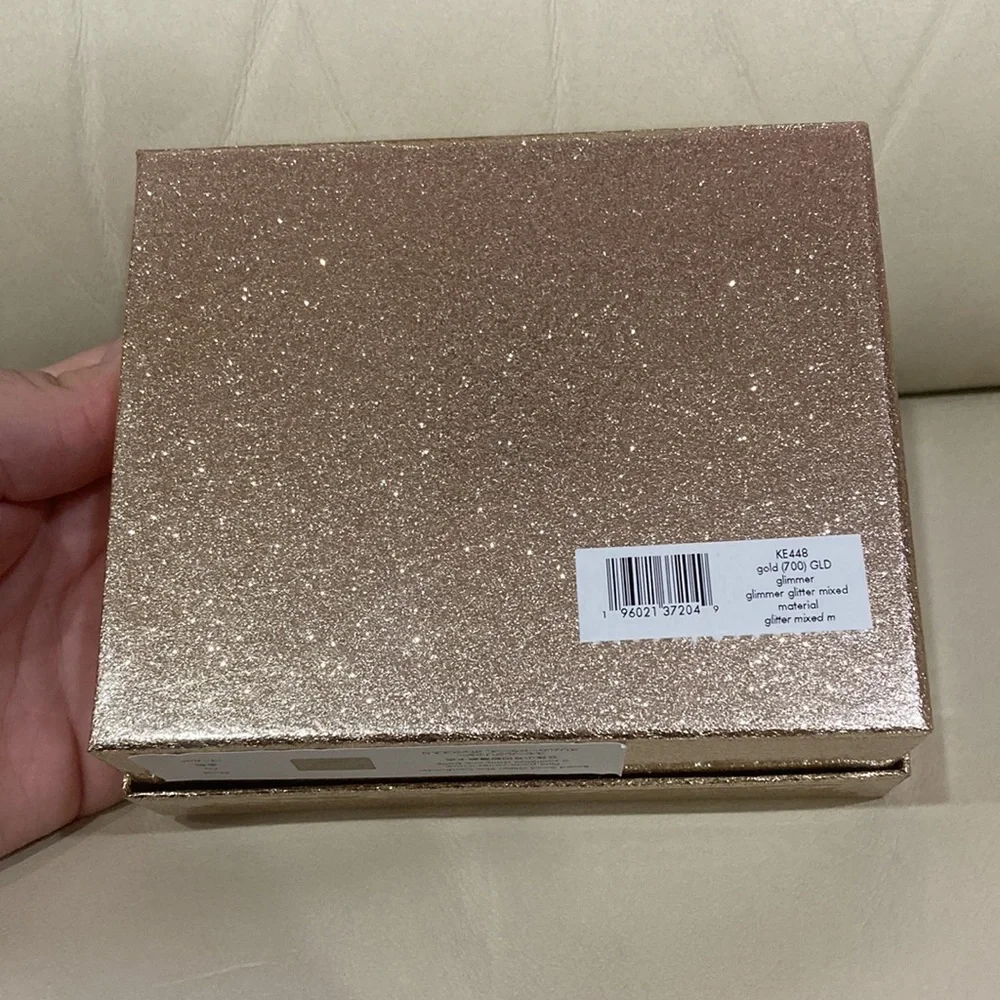 NWT Kate Spade Gold Sparkle Glitter Glimmer Boxed Small Slim Card Holder Wallet - Picture 15 of 15